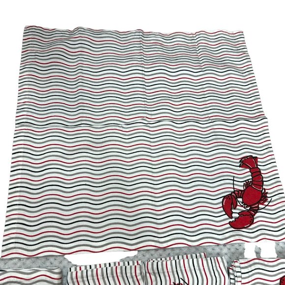 Shard Lobster Cloth Napkins Set Of 8 Striped Nautical Sea Cotton Fabric Linen - Picture 4 of 9